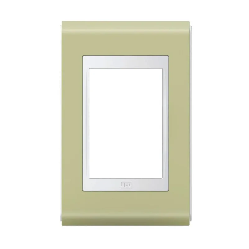 Placa 4x2 sem Suporte Refinatto Style Acetinado Weg Pistache e Branco 3 Postos