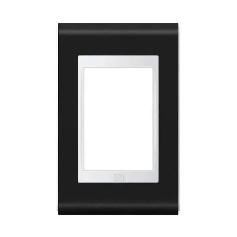 Placa 4x2 sem Suporte Refinatto Style Acetinado Weg Preto e Branco 3 Postos