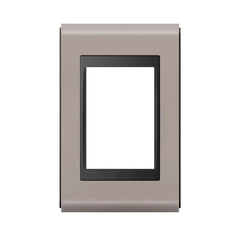 Placa 4x2 sem Suporte Refinatto Style Acetinado Weg Argila e Preto 3 Postos