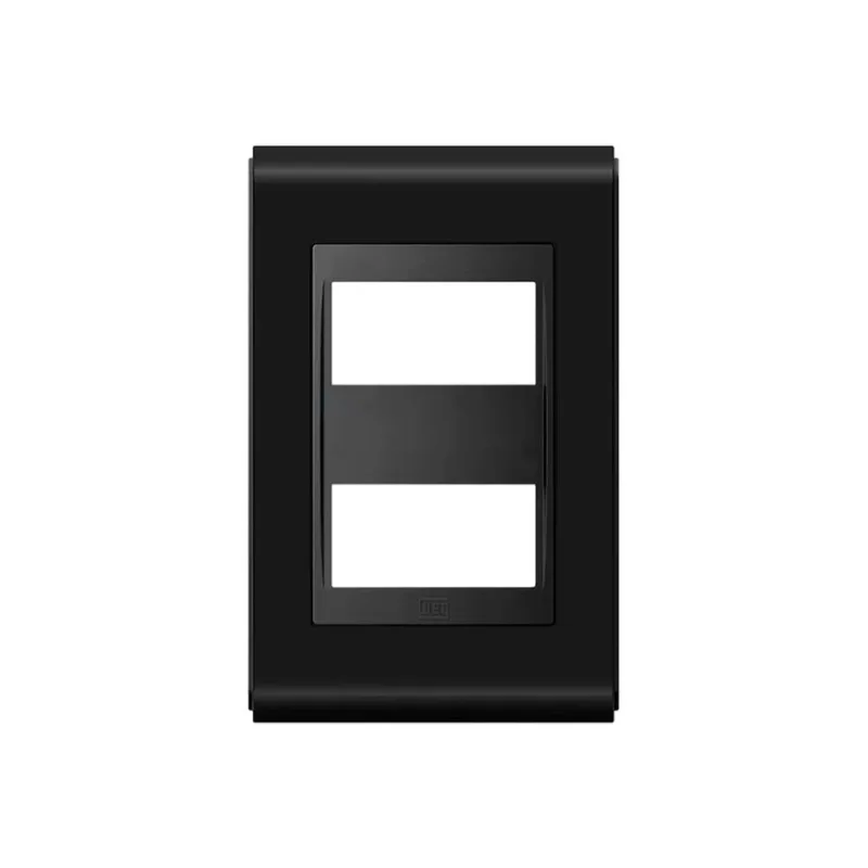 Placa 4x2 com 2 Postos Afastados sem Suporte Refinatto Weg Preto Acetinado Peça