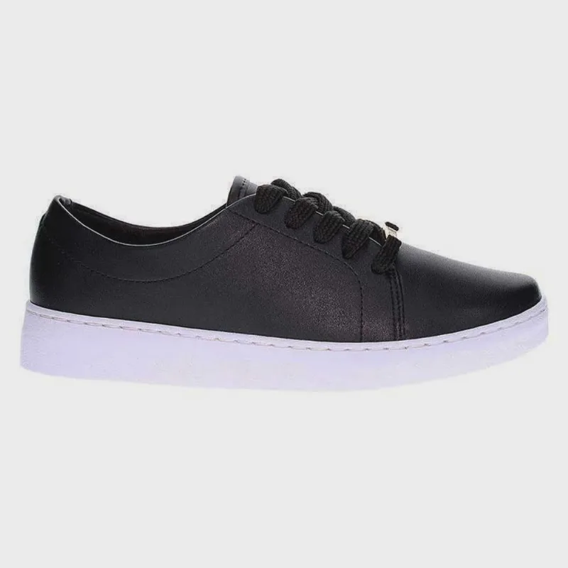 Tênis Feminino Casual Pelica Preto Branco Vizzano 1214.205
