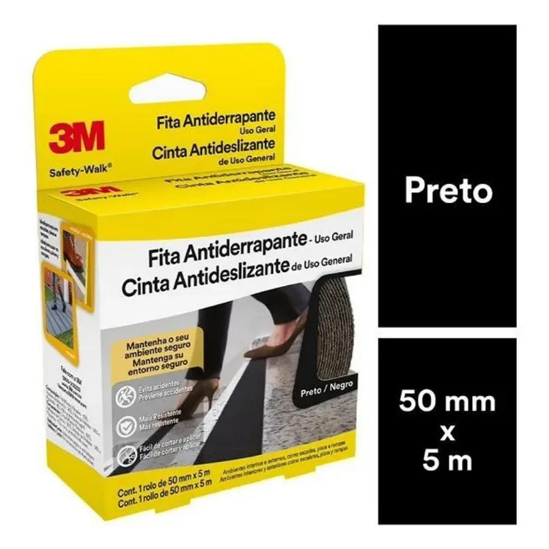 3m Fita Antiderrapante Safety Walk 50mm X 5m Cor Preto