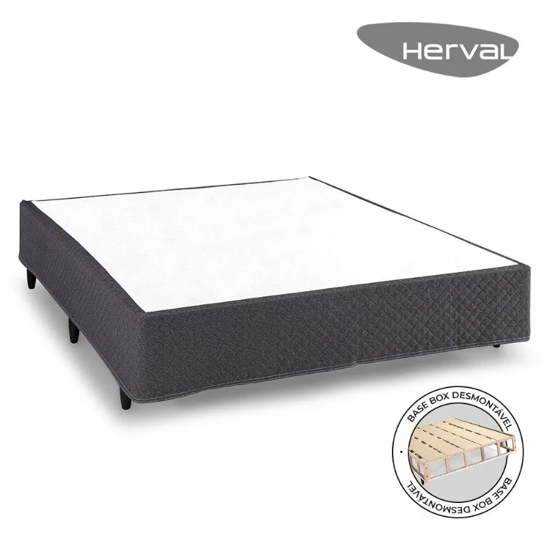 Box Casal Desmontável Herval Core, Jacquard Grafite, 39x138x188 Cm