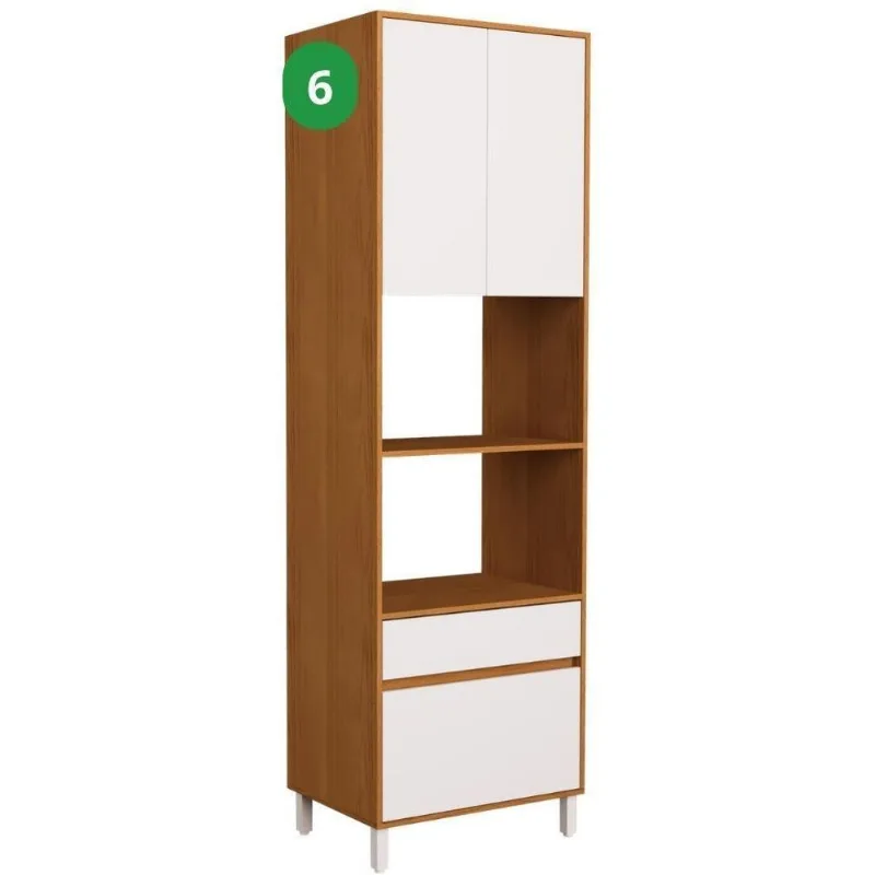 Torre Quente 2 Fornos 70cm 2 Portas 2 Gavetas Herval Dakota Freijó Rockse Branco Ártico PH3114