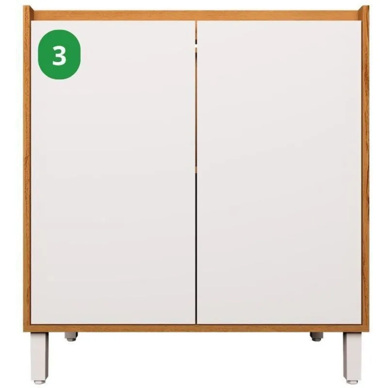 Balcão com Tampo 80cm 2 Portas Herval Dakota Freijó Rocks e BrancoÁrtico PH31072