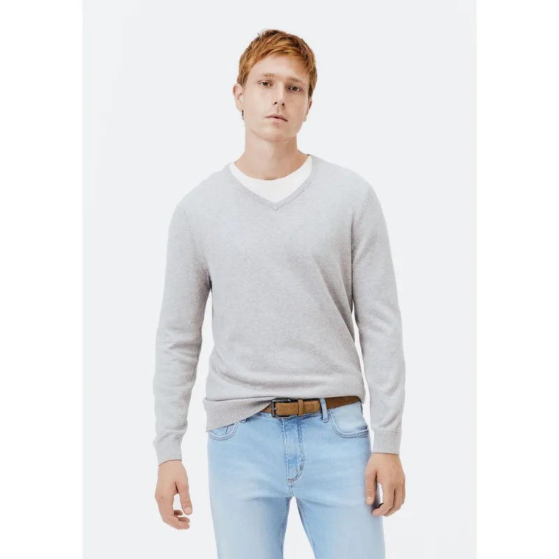Blusão Básico Masculino Regular Gola V Em Tricô - Cinza XXG