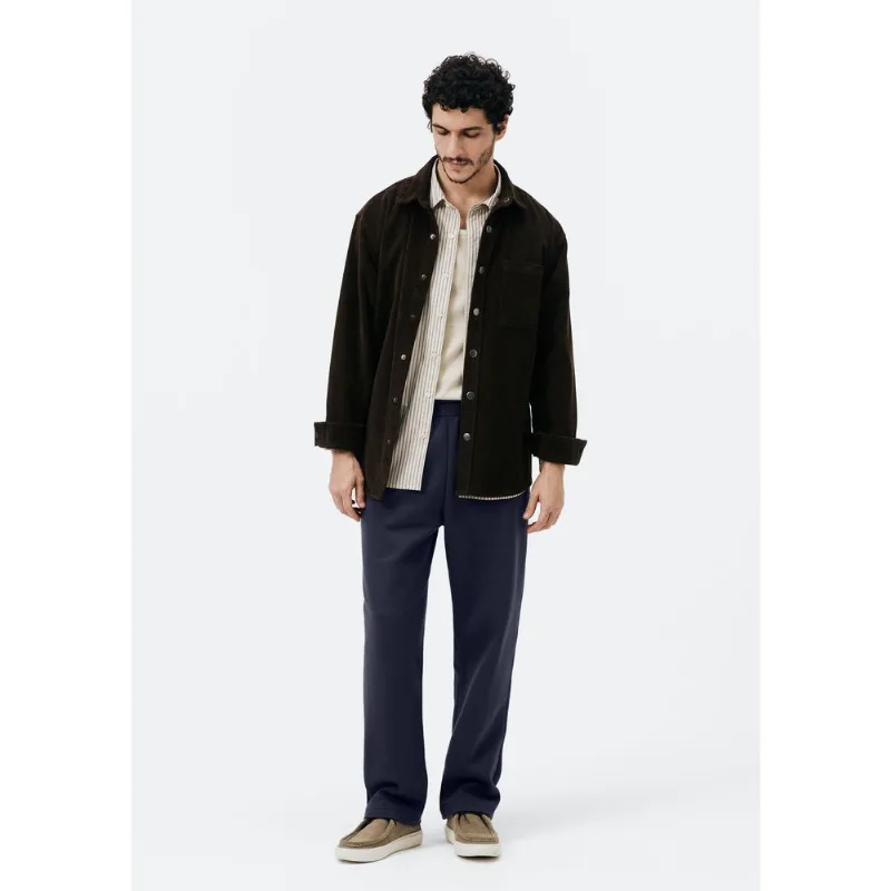 Calça Básica Masculina Reta Em Moletom Peluciado - Azul M