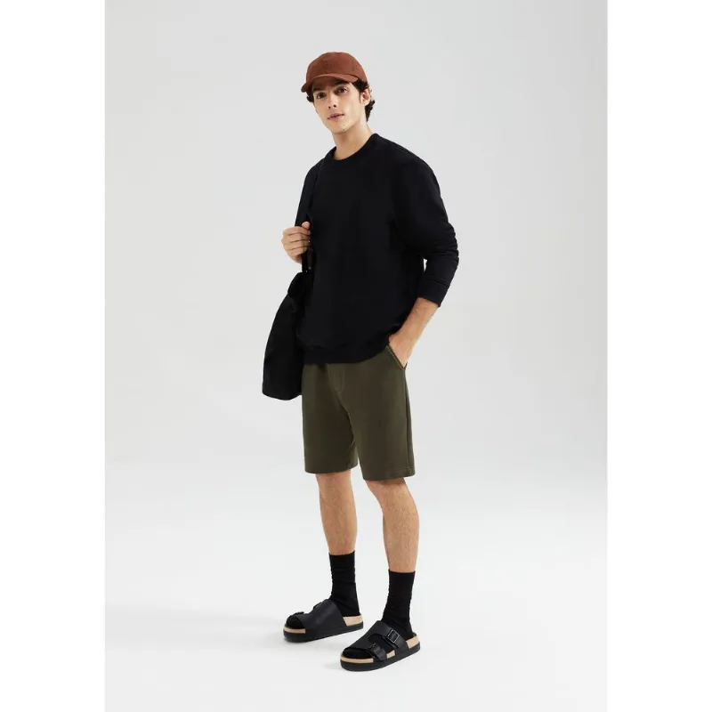 Bermuda Básica Masculina Reta Em Moletom - Verde M