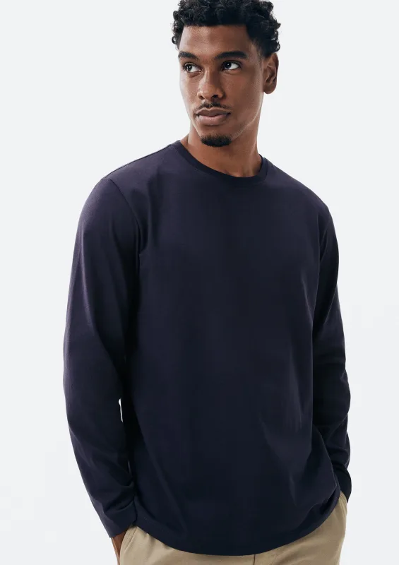 Camiseta Básica Masculina Manga Longa Comfort Super Cotton - Azul - Hering Adulto - Camisetas