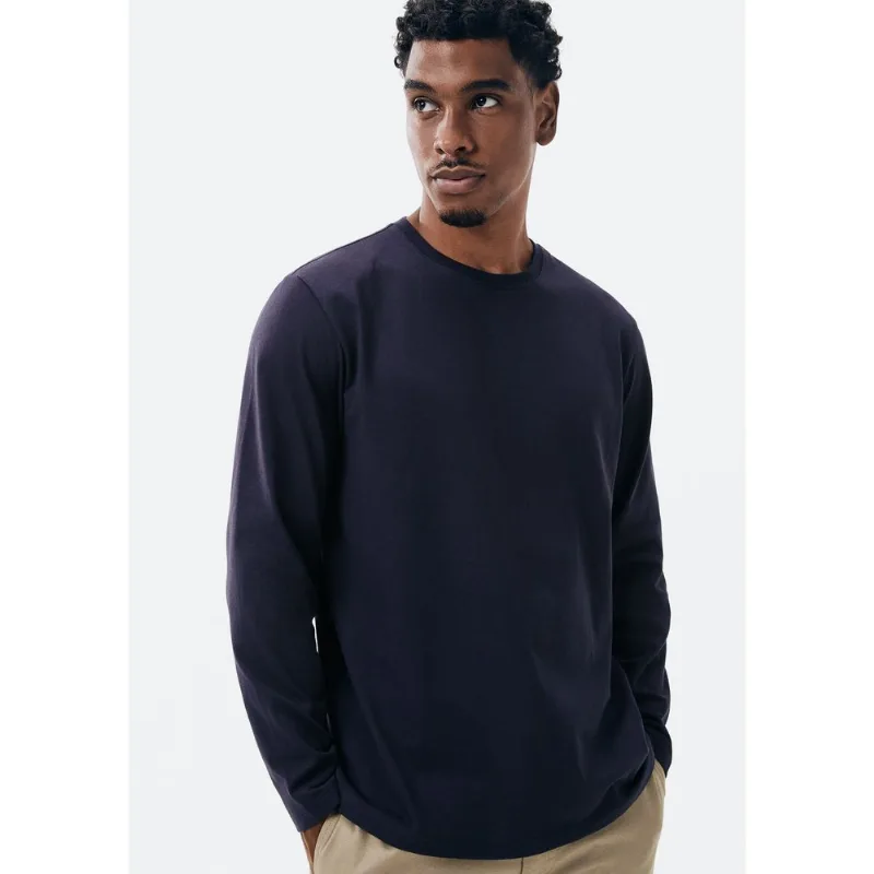 Camiseta Básica Masculina Manga Longa Comfort Super Cotton - Azul XG