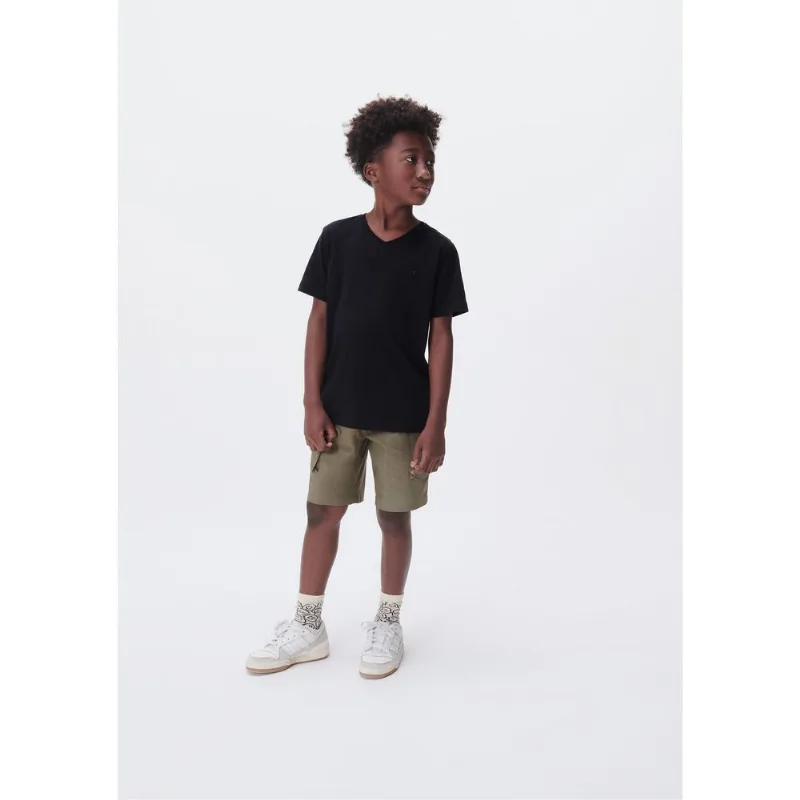 Camiseta Básica Infantil Menino Flamê Em Decote V - Preto 002