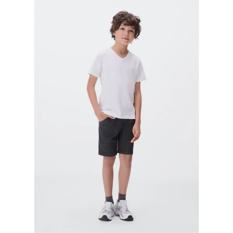 Camiseta Básica Infantil Menino Flamê Em Decote V - Branco 016