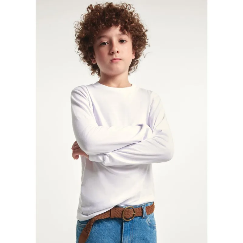 Camiseta Básica Infantil Menino Manga Longa - Branco 010