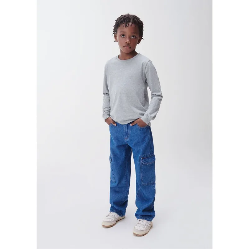 Camiseta Básica Infantil Menino Manga Longa - Cinza 014