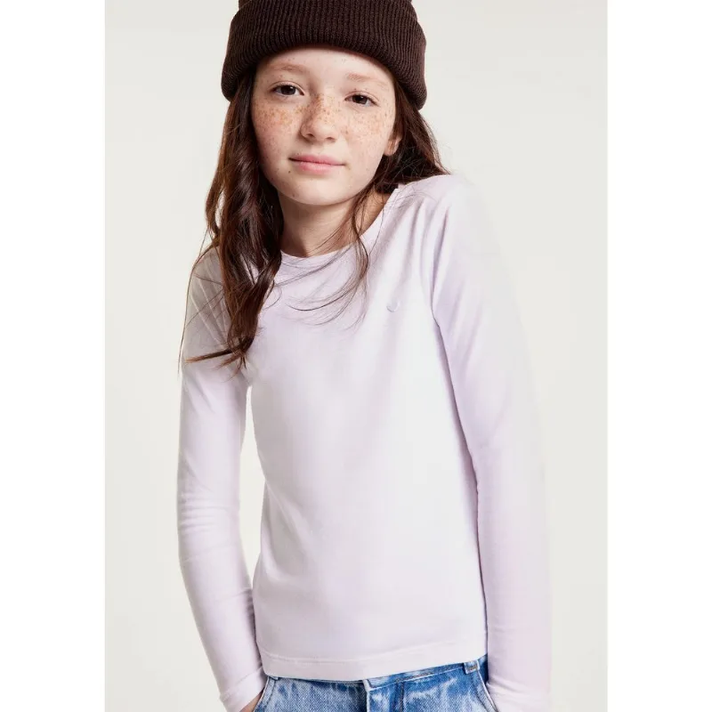 Blusa Básica Infantil Menina Manga Longa Com Patch Hering Kids - Branco 006