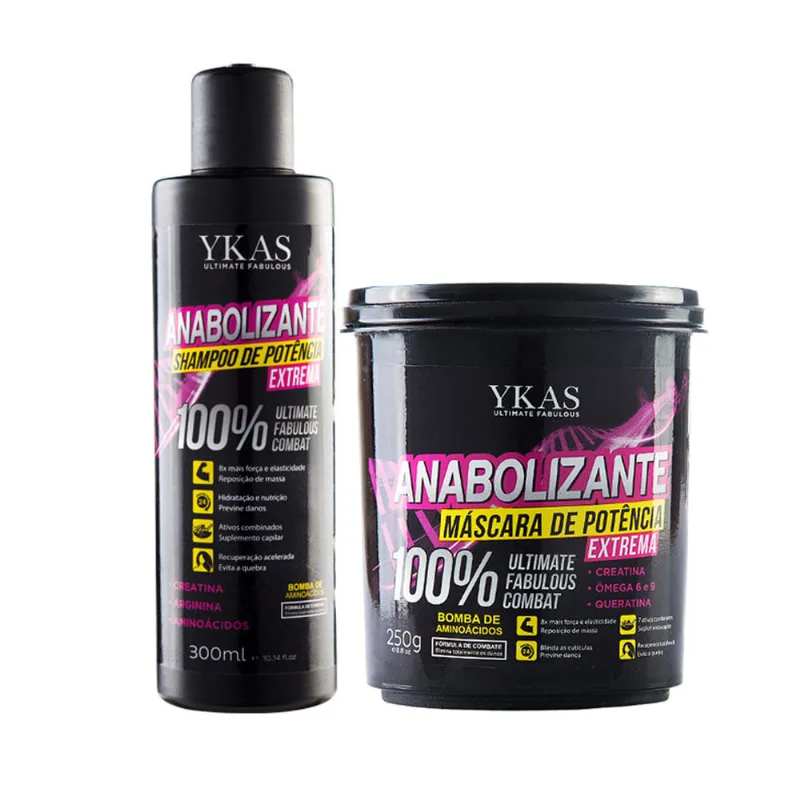 Kit Ykas Anabolizante Capilar Shampoo e Máscara