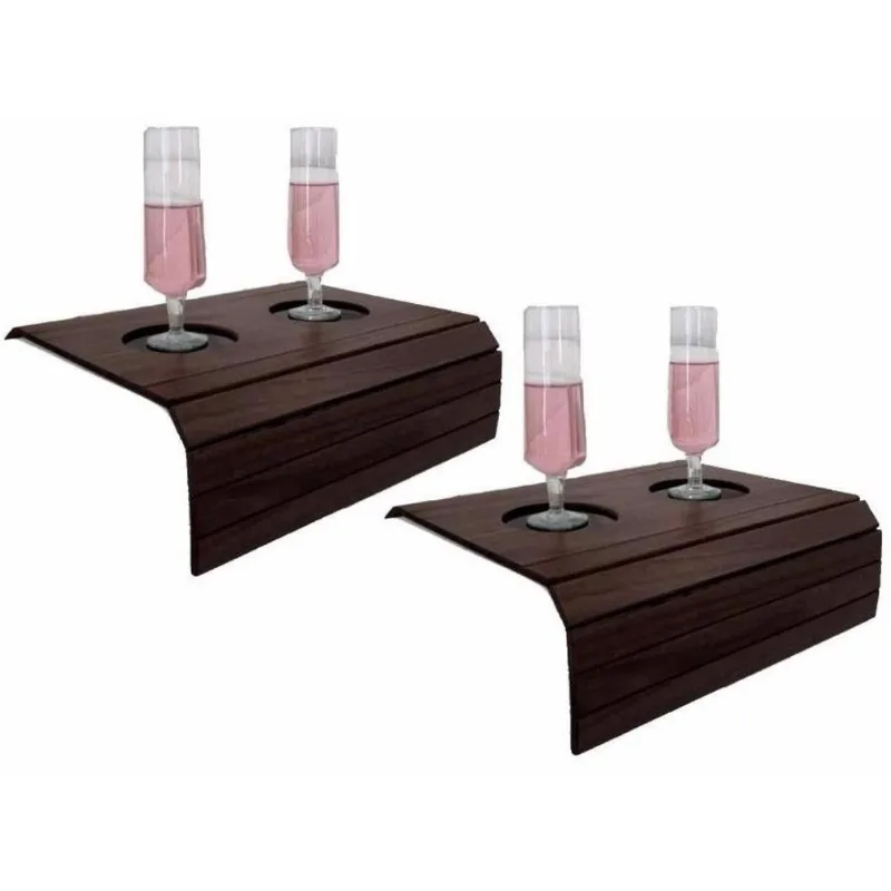 Bandeja/Esteira Porta Copos para Braço de Sofá - Madeira Tabaco, Kit com 02 peças tradicionais