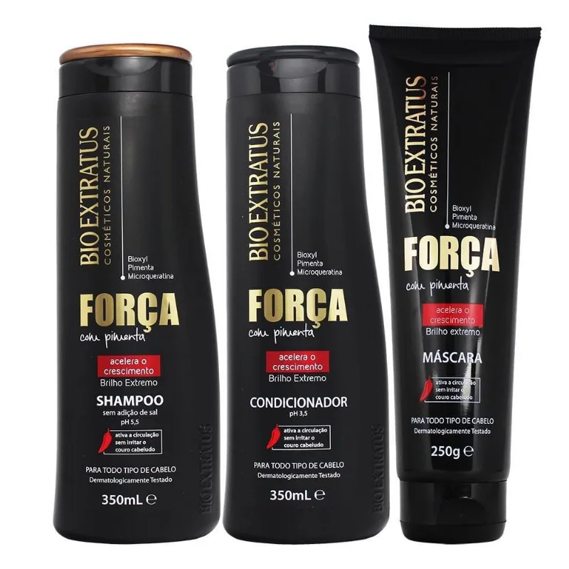 Kit Força Com Pimenta 350 ml Bio Extratus 3 Produtos