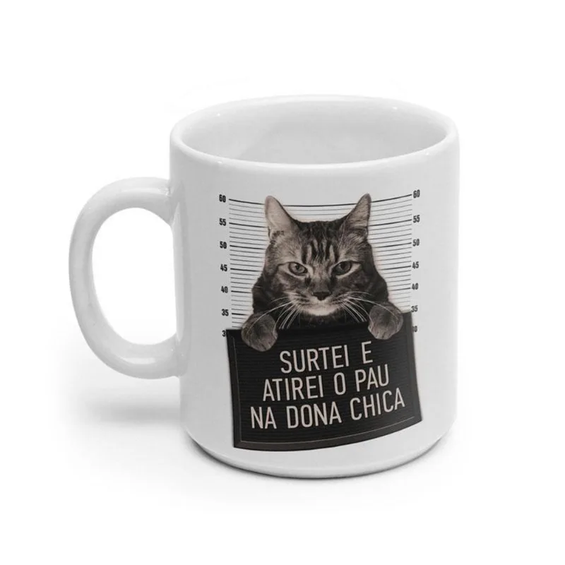 Caneca de Porcelana Gato Atirei O Pau Na Dona Chica 270ml