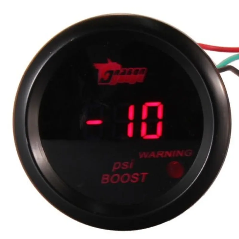 Kit Relógio Manômetro Digital Pressão Turbo Led Dragon Gauge