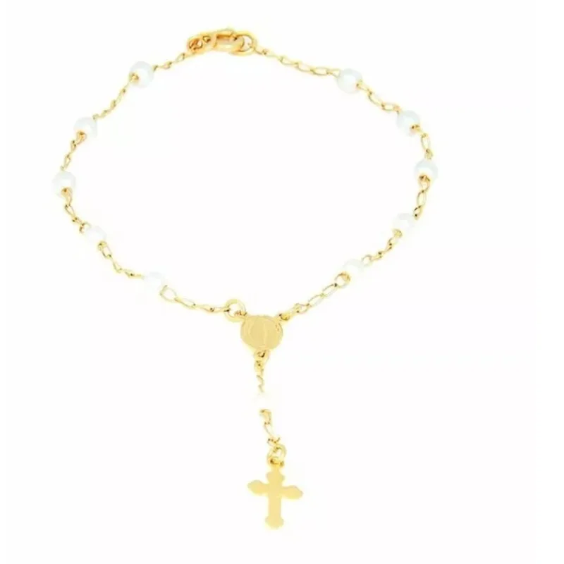 Pulseirinha Lembrança Batizado Terçinho Folheado Ouro 18k