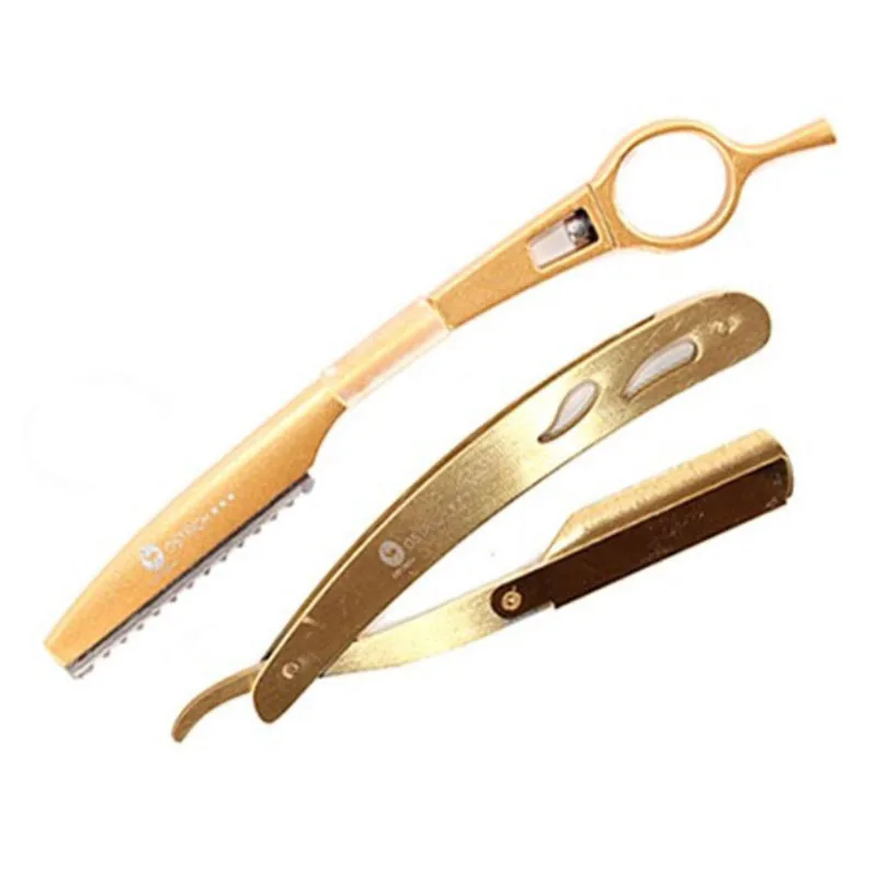 Kit Navalha + Navalhete Desfiadeira Dourado