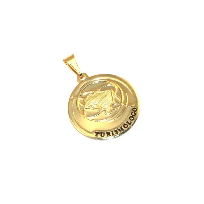 Pingente Medalha Turismo Turismólogo Folheado Ouro 18k