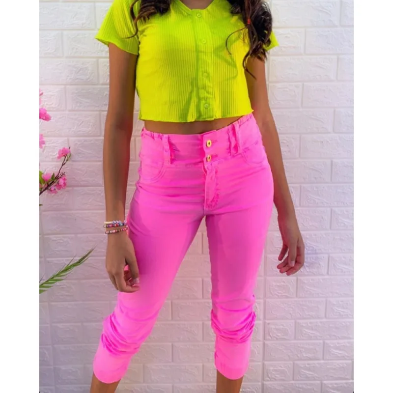 Calça Teen Skinny Rosa Chiclete - Não Disponível