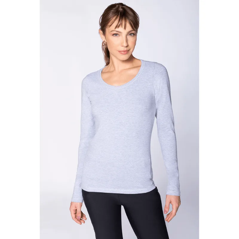 Blusa Cotton Manga Longa Feminina Lupo Tamanho: P | Cor: Mescla Cinza - Lupo