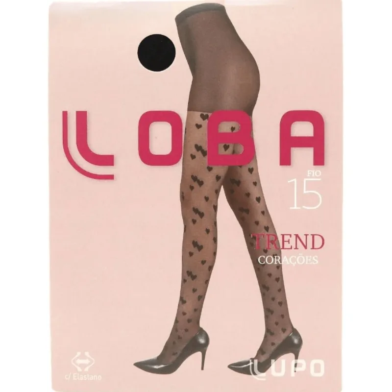 Meia-Calça Loba Fio 15 Coração Preto M
