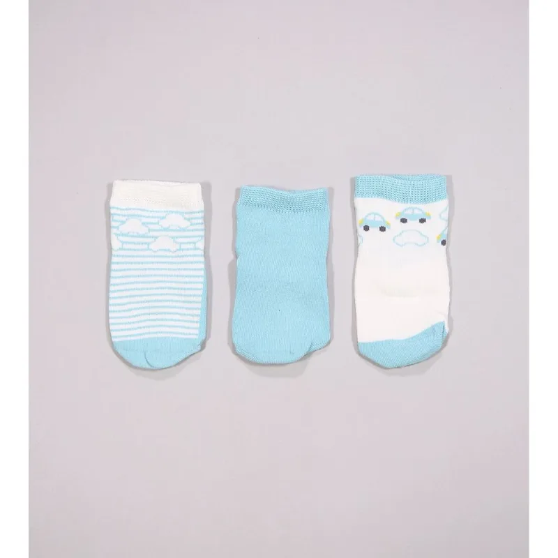 Kit Meia Baby Carrinhos com 3 unidades Verde - 16 a 23