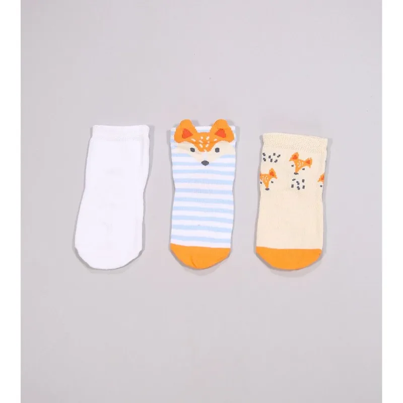 Kit Meia Baby Raposinha com 3 unidades Colorido - 20 a 23