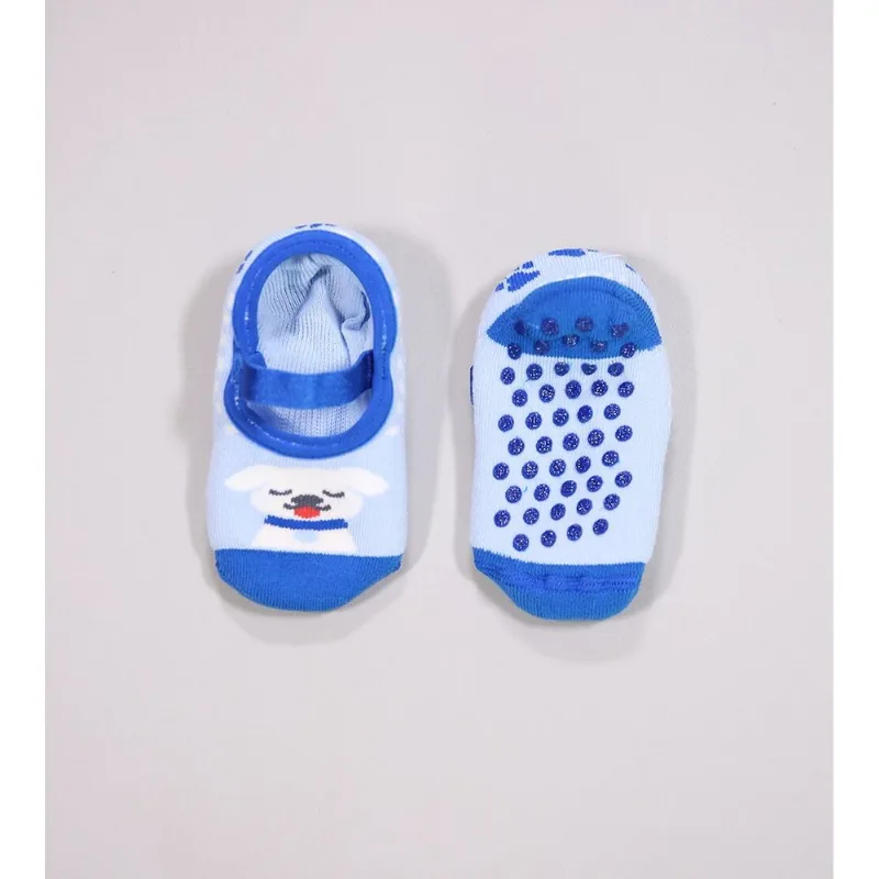Meia Sapatilha Baby Antiderrapante Cachorrinho Azul - 16 a 23