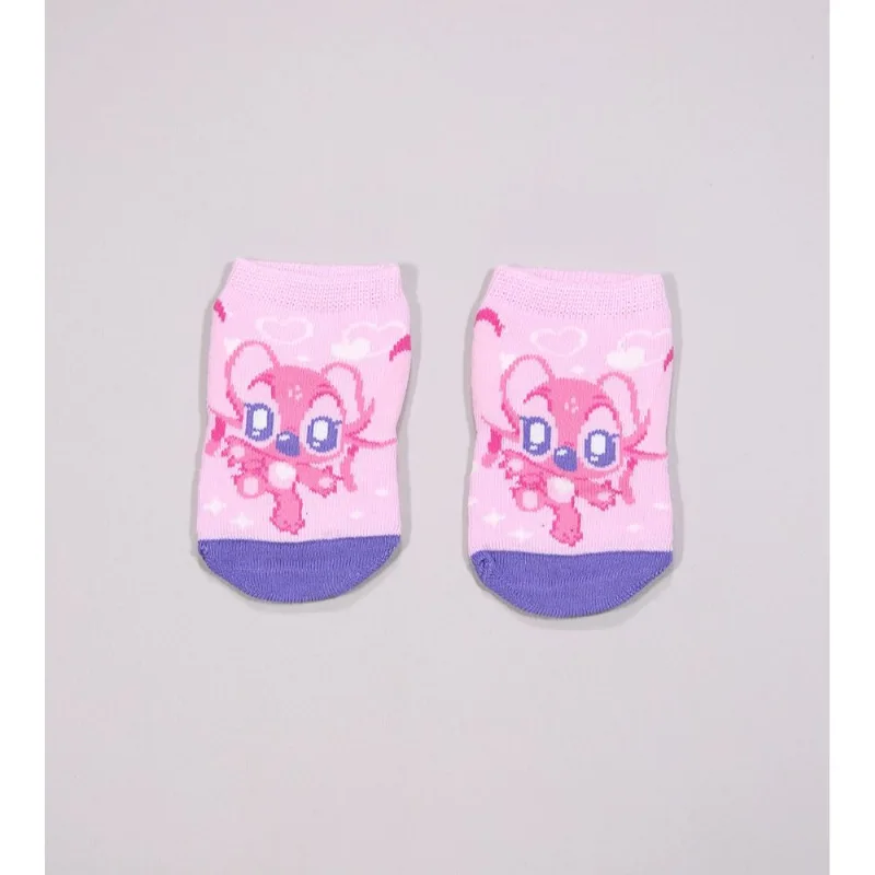 Meia Disney Baby - Stitch Rosa - 0 a 4 M