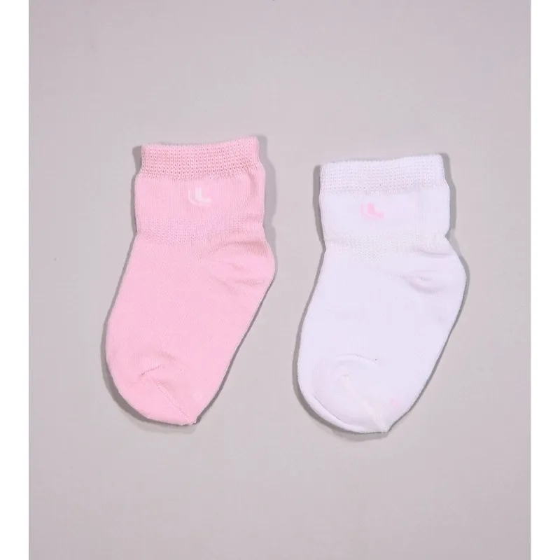 Kit Meia Lisa Baby com 2 unidades Rosa - 16 a 23