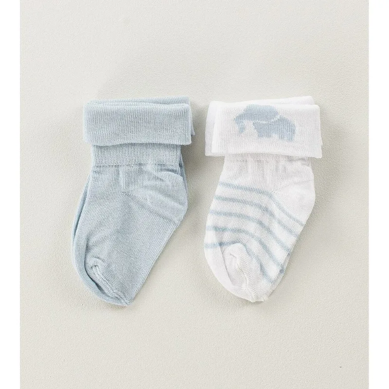 Kit Meia Baby RN Elefantinho com 2 unidades Azul - 0 a 4 M