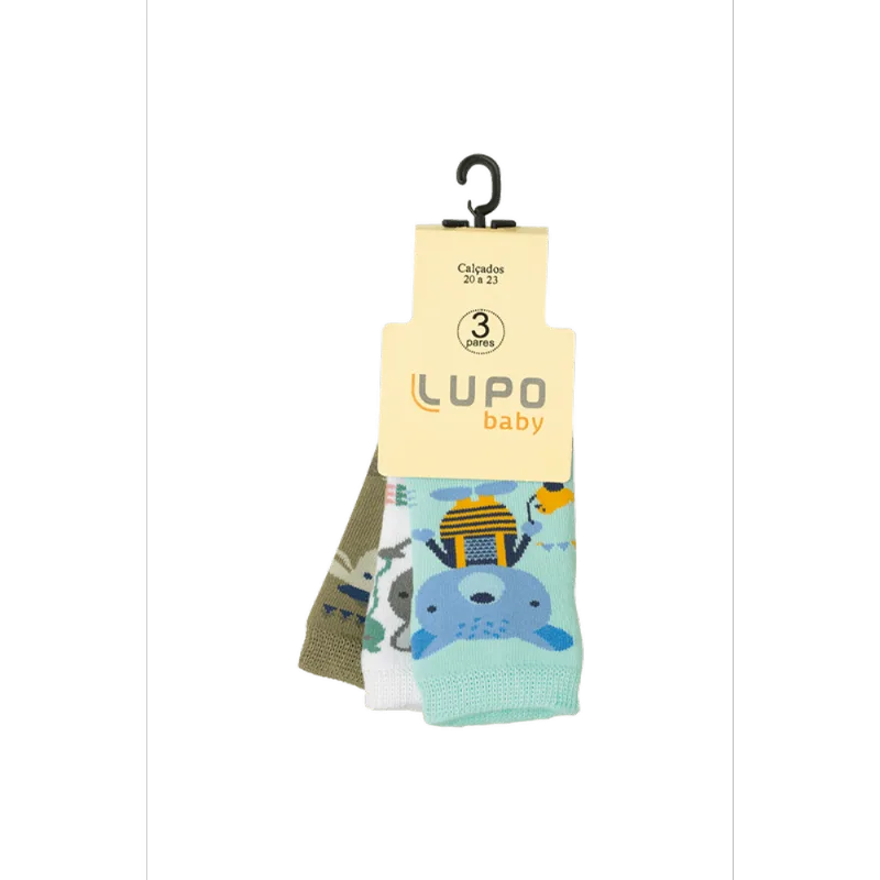 Kit 3 Meias Bebê Lupo Sortida 16 a 19