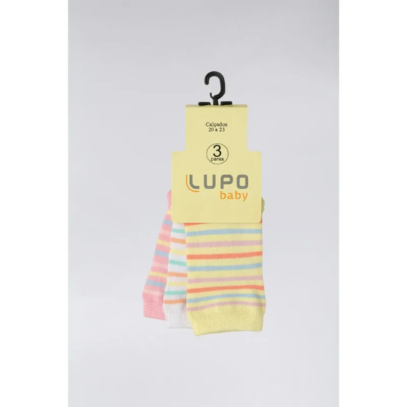 Kit 3 Meias Bebê Lupo Listrada Sortida 0 a 4