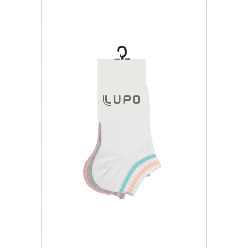 Kit 3 Meias Feminina Lupo Branca Rosa e Cinza 34 a 39 - Lupo