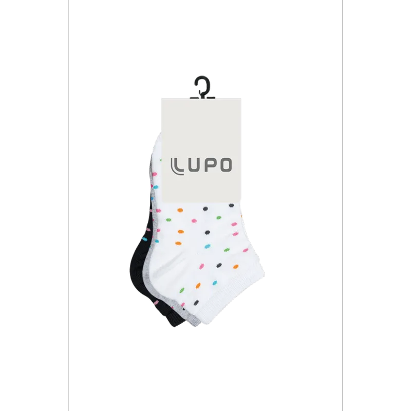 Kit 3 Meias Feminina Lupo Branca Cinza e Preta 34 a 39 - Lupo