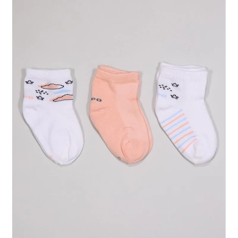 Kit Meia Baby Girl com 3 Unidades 02000/889/904 Tam. 0 a 23 Colorido - 16 a 23