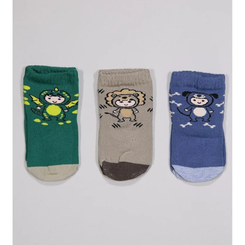Kit Meia Baby Boy com 3 Unidades - 02000/889/910 Tam. 0 a 23 Colorido - 16 a 23