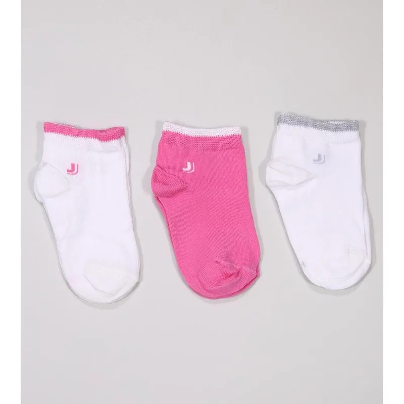 Kit Meia Kids Rosa Cano Médio com 3 Pares Tam. 24 a 35 Rosa - 24 a 29