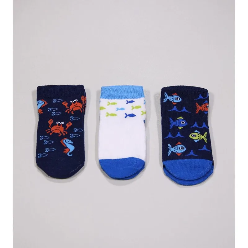 Kit Meia Baby Boy com 3 Unidades - 2000/889/927 Tam. 0 a 23 Marinho - 16 a 23