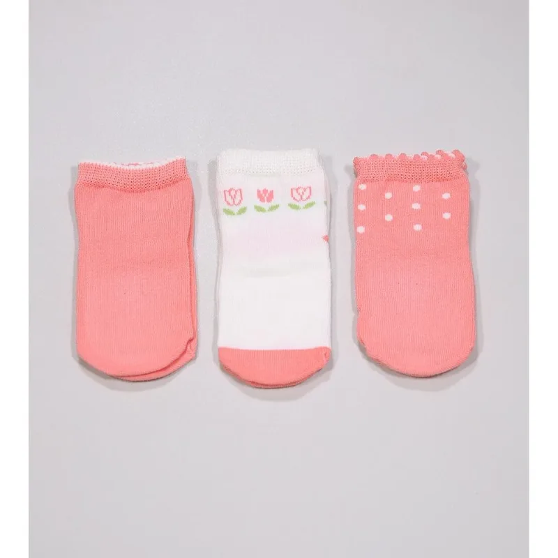 Kit Meia Baby Girl com 3 Unidades - 2000/889/920 Tam. 0 a 23 Laranja - 0 a 4 M