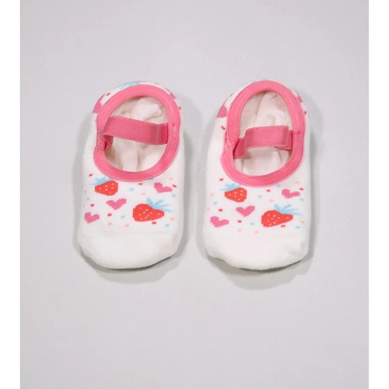 Meia Sapatilha Baby Antiderrapante Moranguinho Tam. 16 a 23 Branco - 16 a 23