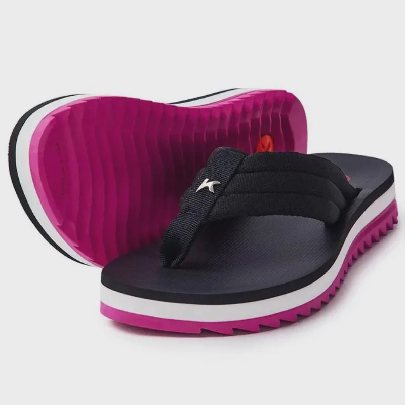 Sandália Chinelo Kenner Kyra Comfy Feminino Preto Pink Branco DLG01