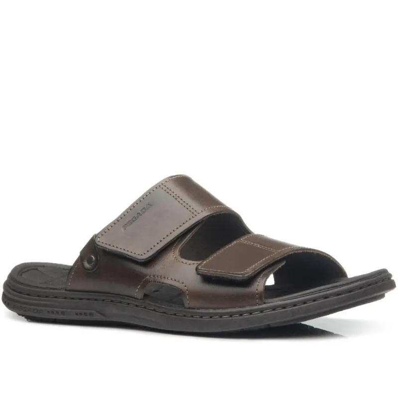 Chinelo Pegada Em Couro Ref 131283-02 Marrom Escuro 037