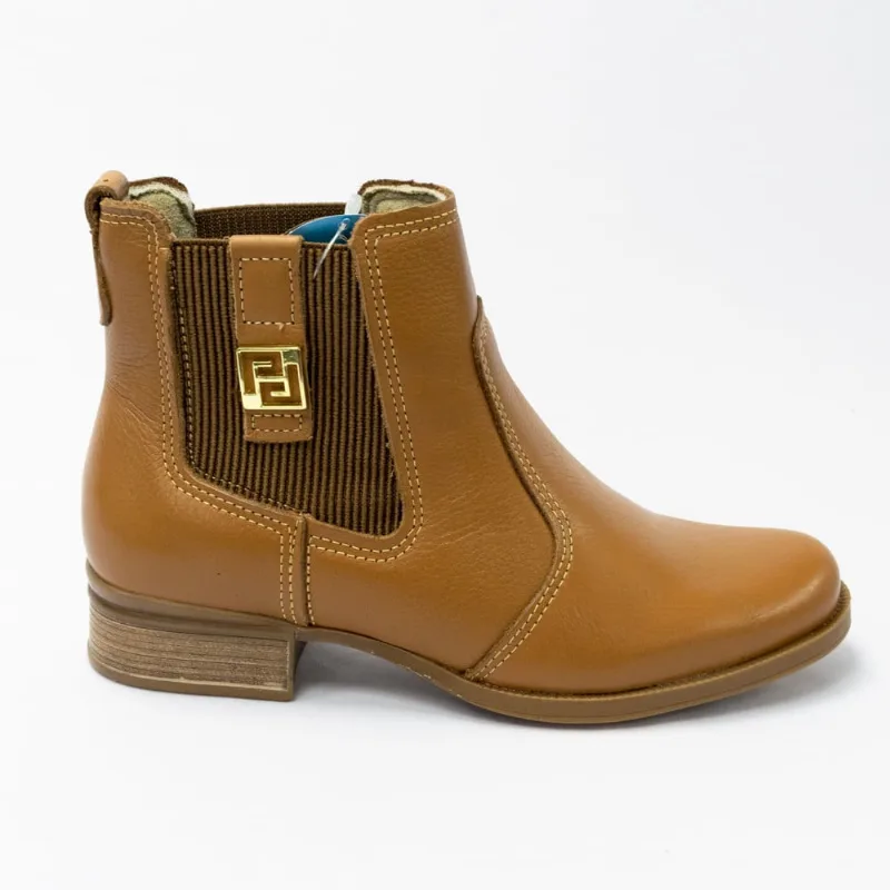 Bota Pegada 282003-02 Estilo Chelsea Couro Natural Burnished