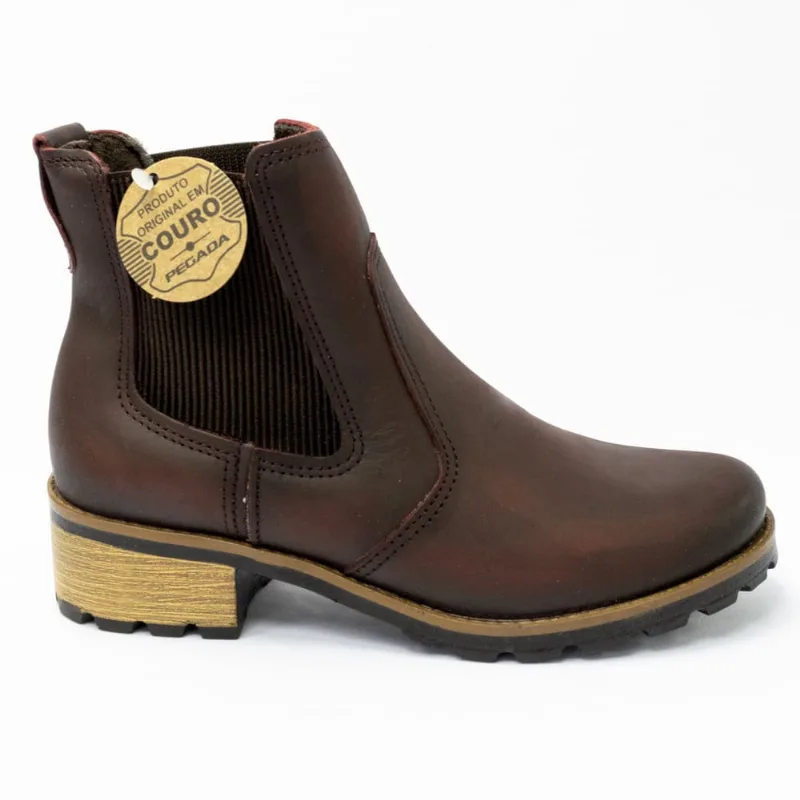 Bota Pegada 281410-06 Couro Natural Washed Bordo